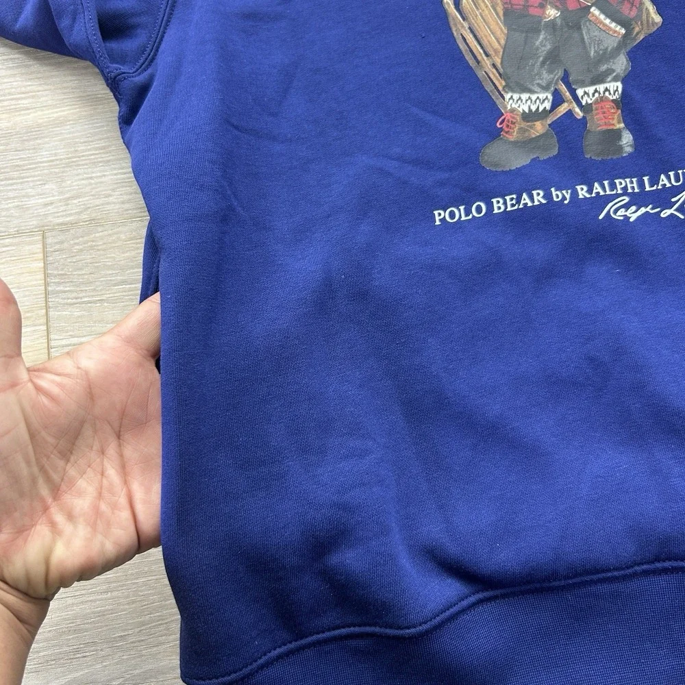 Polo Ralph Lauren Hoodie Boys XL (18-20) Blue Polo Bear Winter Pullover Fleece
